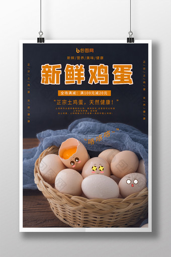 新鲜鸡蛋宣传促销海报模板图片