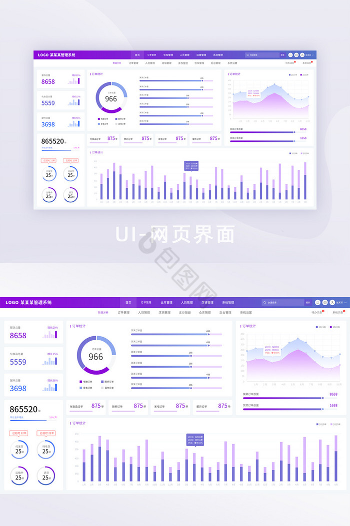 简约清新后台管理系统可视化数据界面