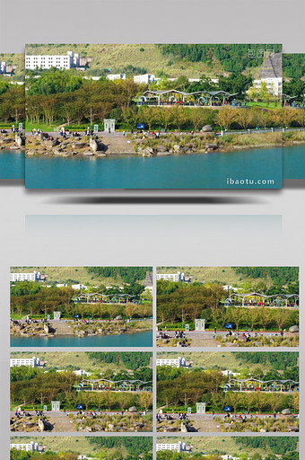 江边公园晒太阳都市生活阳光实拍视频图片
