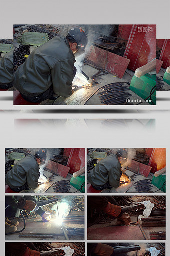 4K实拍工地工人烧电焊视频素材图片