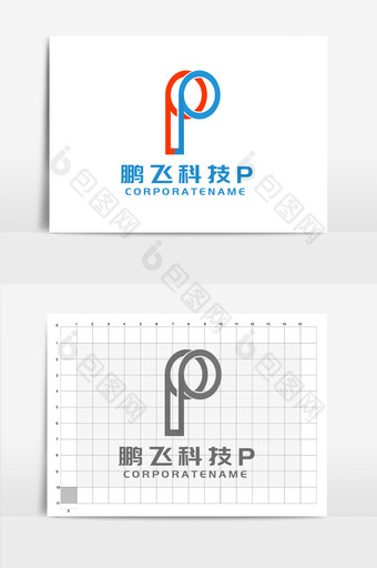 科技互联网字母p标志商标图片