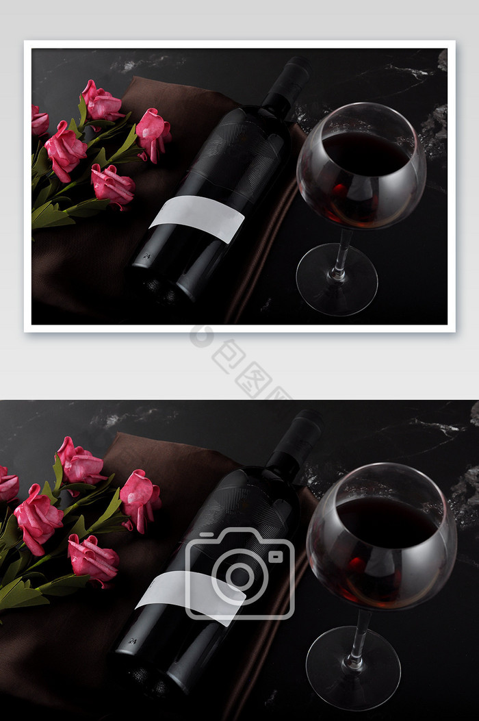 红葡萄酒杯花瓣平铺图片图片