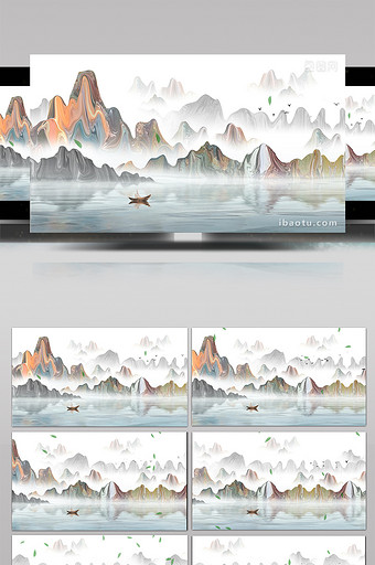 4K中国风水墨山水风景背景视频图片