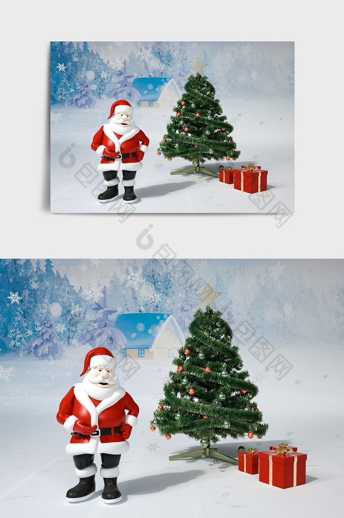 圣诞节圣诞老人C4D模型图片图片