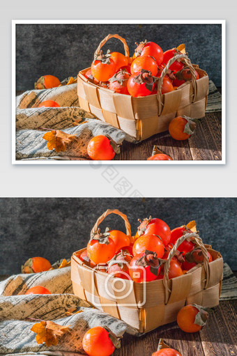 编织篮装火罐柿子图片