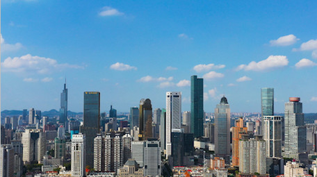 航拍城市大景南京鼓楼区全域旅游示范区