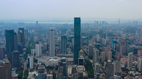 航拍城市大景南京鼓楼区全域旅游示范区