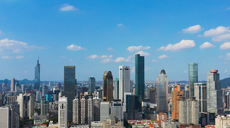 航拍城市大景南京鼓楼区全域旅游示范区