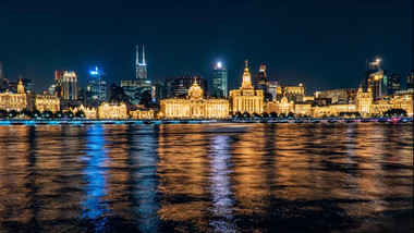 4k黑金风上海外滩洋楼黄浦江<strong>夜景</strong>延时