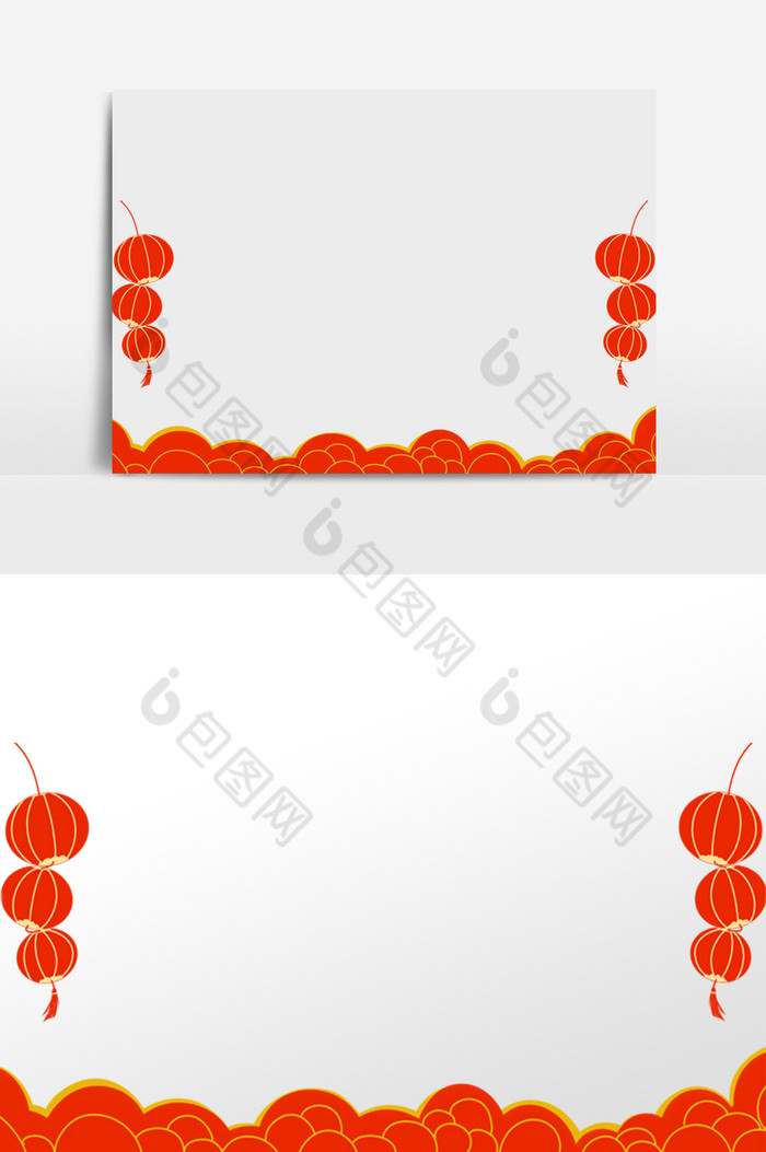 新春春节灯笼花边边框图片图片