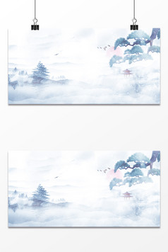 中国风仙侠云雾缭绕竹林仙境背景