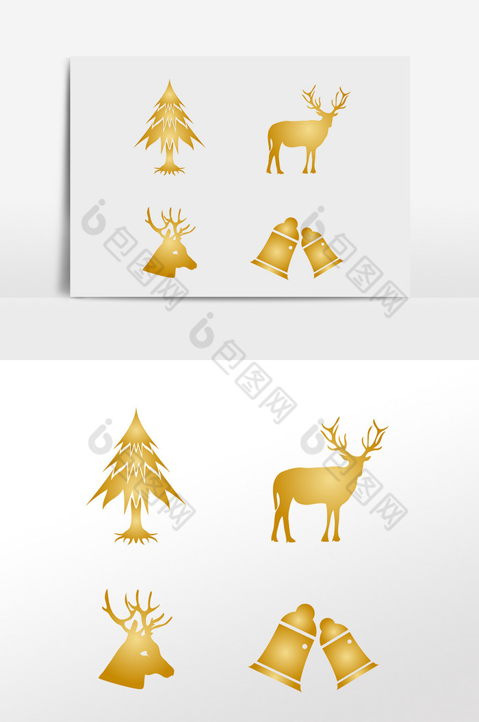圣诞树麋鹿铃铛剪影图片图片