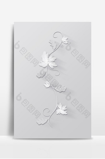 灰色质感底纹花朵浮雕剪纸风背景图片