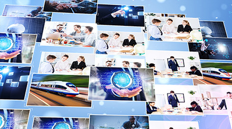 商务企业照片汇聚logo片头