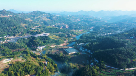 4K航拍乡村河流午后自然环境风光实拍视频