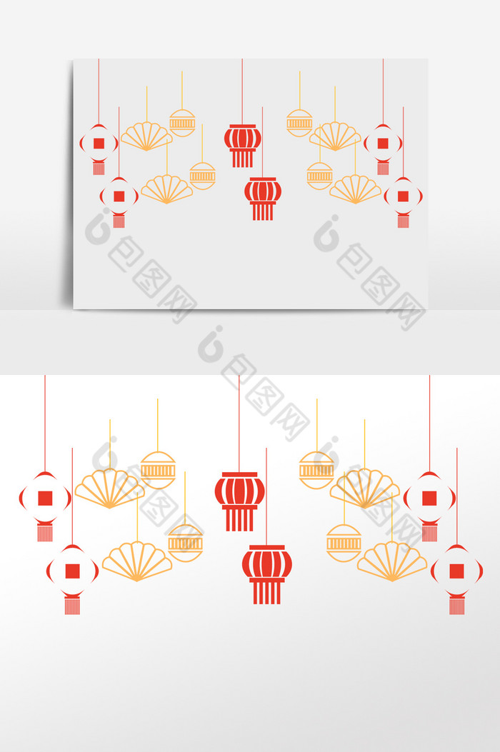 线性春节灯笼挂饰装饰图片图片