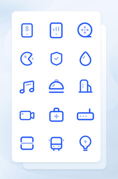 蓝色线性图标线性icon手机端图标