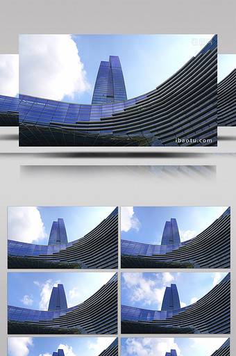 8K实拍城市建筑蓝天白云延时摄影图片