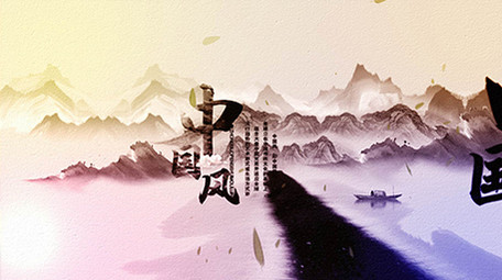 国潮鎏金城市水墨片头AE模板