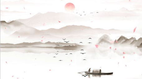 古风意境山水冬季渔夫水墨视频背景