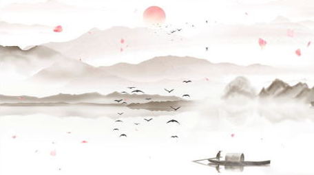 古风意境山水冬季渔夫水墨视频背景