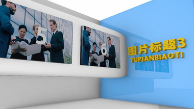 三维蓝色简洁商务图片展示