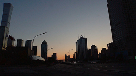 北京国贸日出时分延时摄影