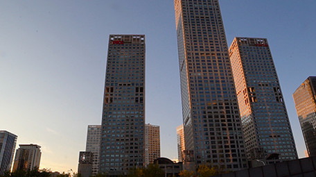 北京国贸日出时分延时摄影