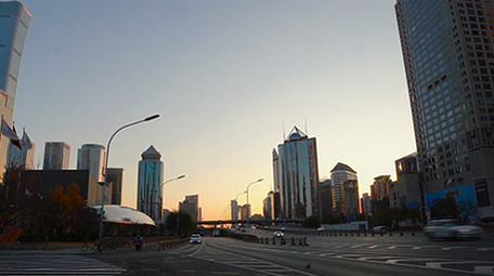 北京国贸日出时分延时摄影