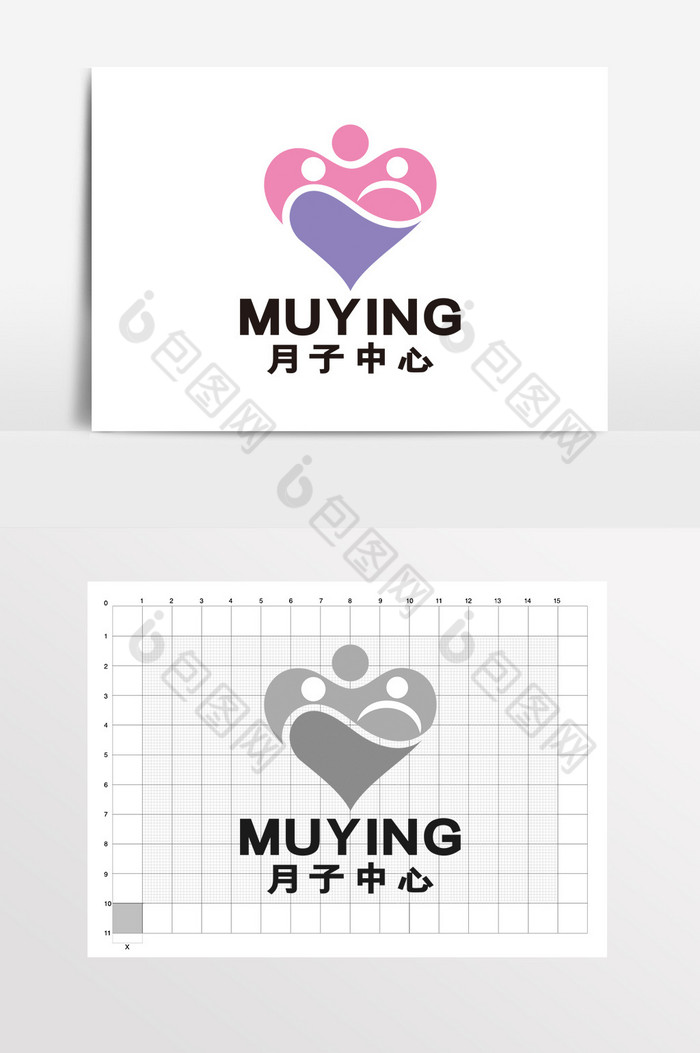 母婴用品月子中心logo标志vi爱心