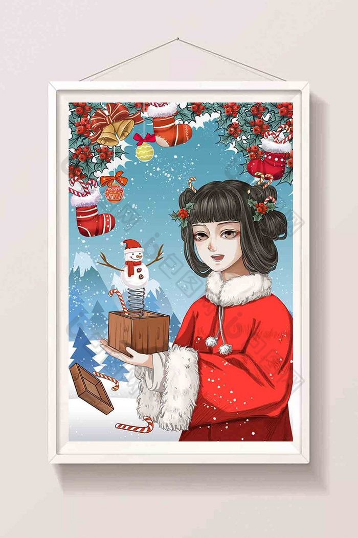 调中国式圣诞节插画图片图片