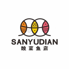 酸菜鱼水煮鱼三条鱼LOGO标志VI