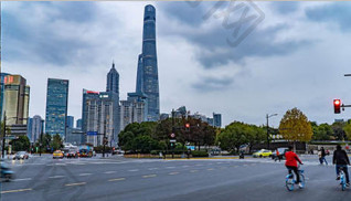 4k上海地标环球金融中心车流日转夜延时