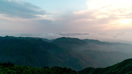航拍浙江山区高山云海日出