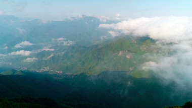 航拍浙江山区高山云海日出