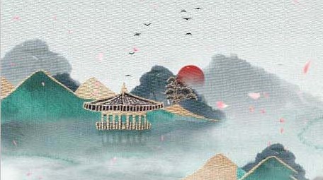 古风民族传统中华刺绣水墨山水背景视频