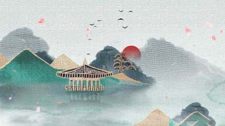 古风民族传统中华刺绣水墨山水背景视频