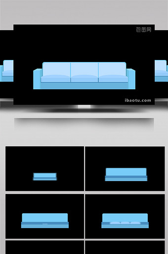 简约扁平画风生活家具类沙发MG动画图片