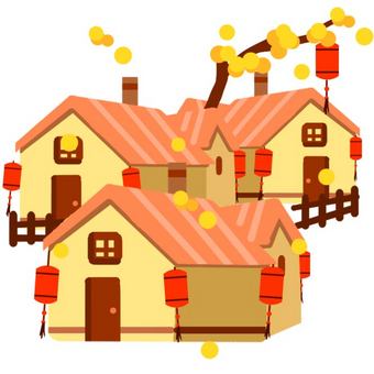 新年春节小房子元素动图gif