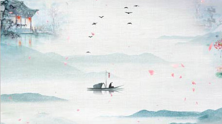 国潮复古水墨棉麻古风高雅背景视频