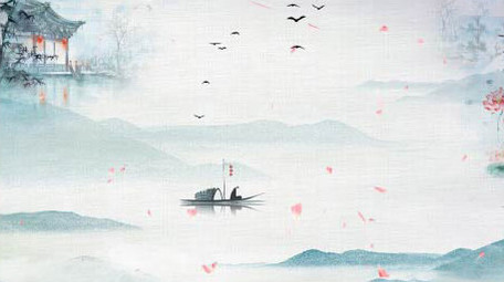 国潮复古水墨棉麻古风高雅背景视频