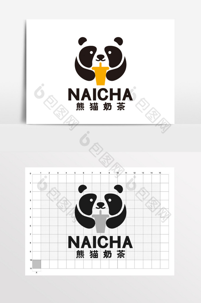 餐饮店奶茶店饮品店熊猫logo标志vi图片是由【包图网】设计师上传