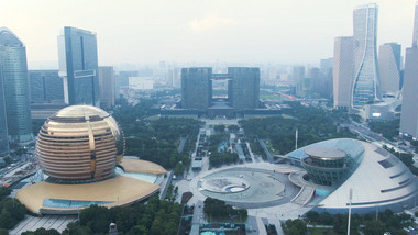 震撼航拍<strong>杭州</strong>市民中心CBD高楼