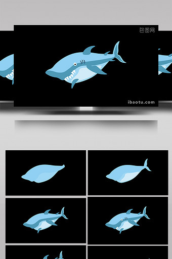 动物类鲨鱼清新可爱风扁平风素材MG动画图片