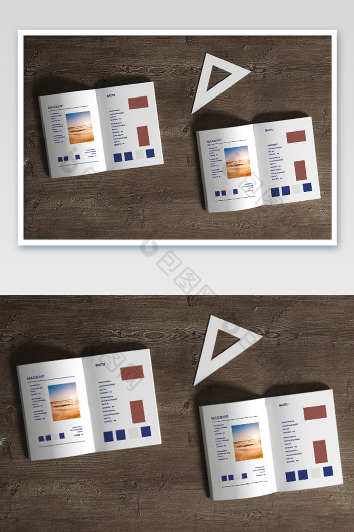 俯视角度桌面上杂志内页图片图片