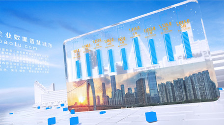 大气科技城市白色玻璃数据图文AE模板