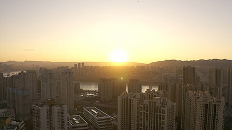 4K航拍重庆清晨日出唯美城市视频素材