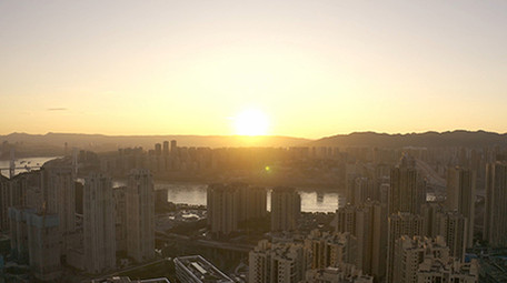 4K航拍重庆清晨日出唯美城市视频素材