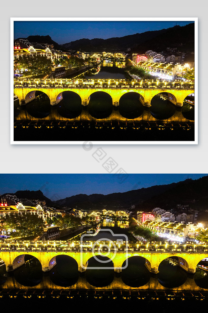 航拍贵州古镇夜景摄影图片图片