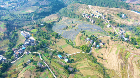 4K航拍夕阳农村风貌田园<strong>乡村</strong>视频素材